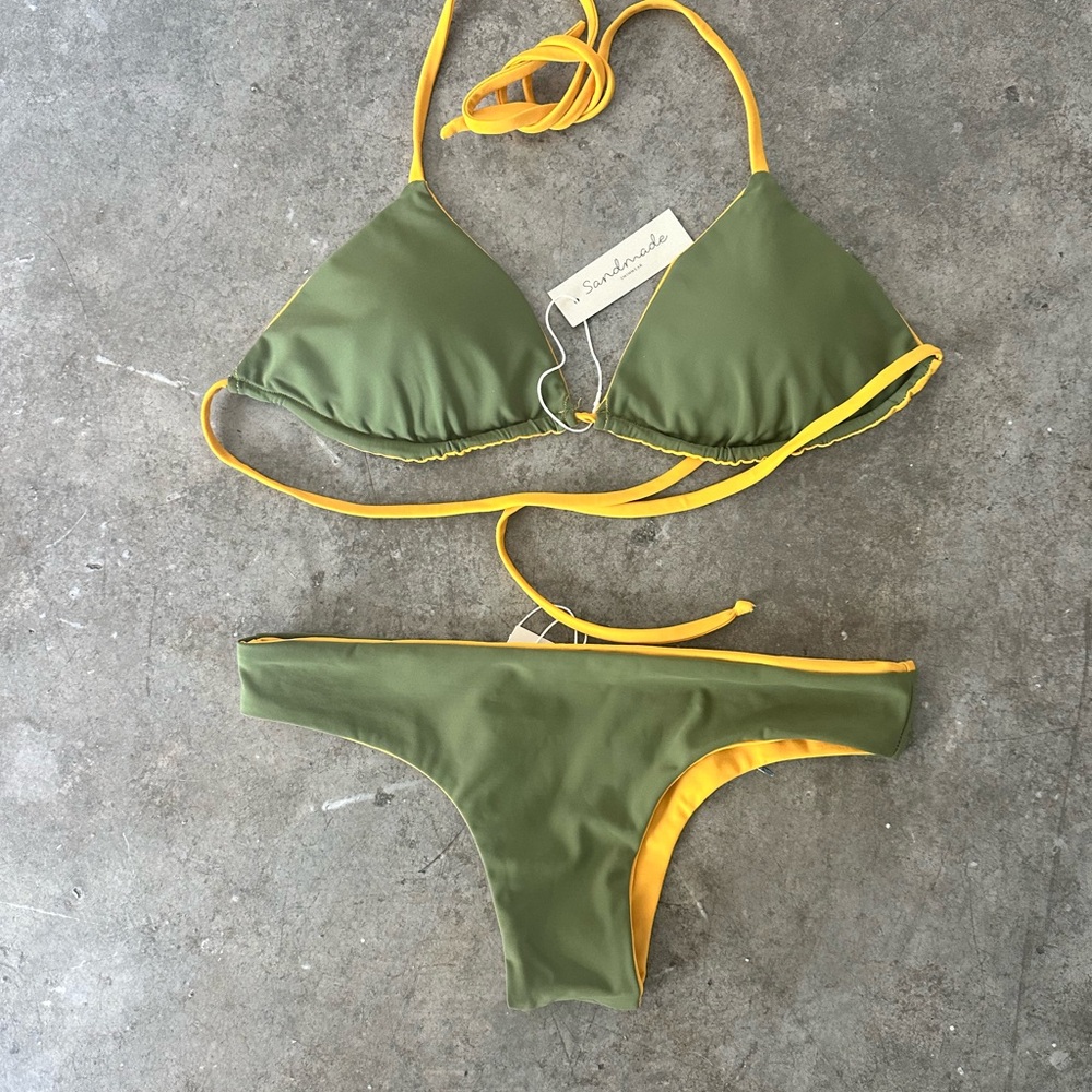 Olive and Yellow Bikini Set